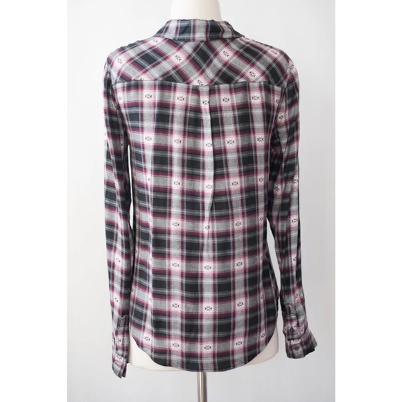 NEW Paige Mya Plaid Lightweight Button Down Shirt - Picture 3 of 6